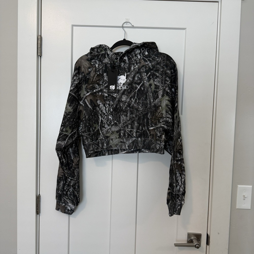$uicideboy$ G59 Camo Cropped Womens Hoodie Size Medium Grey Five Nine Embroidery